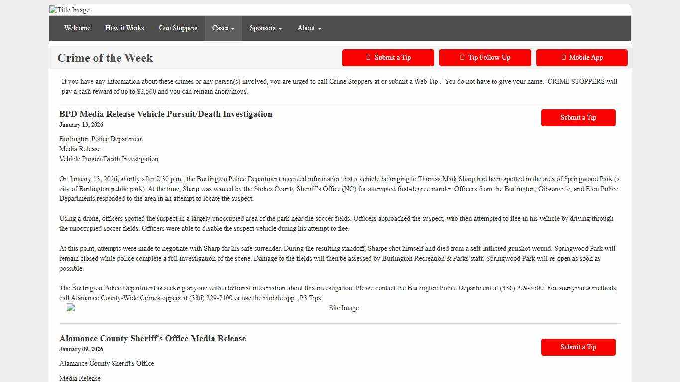 Crime of the Week - Alamance County Crime Stoppers